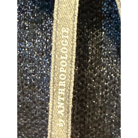 Anthropologie Black Shimmer V-Neck Knit Sweater Top Size S Made In Turkey - Picture 2 of 7